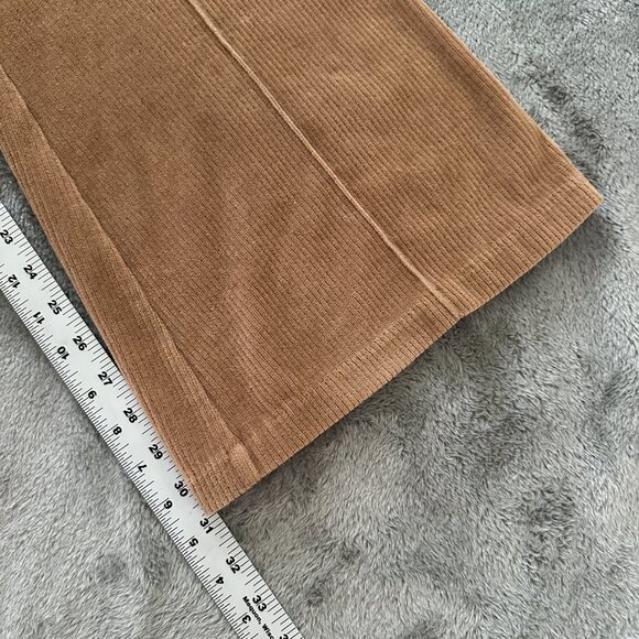 *flaw Aerie Ribbed Tan Flare Pull On Pants Women's size Medium Tall Long MT - Picture 6 of 8